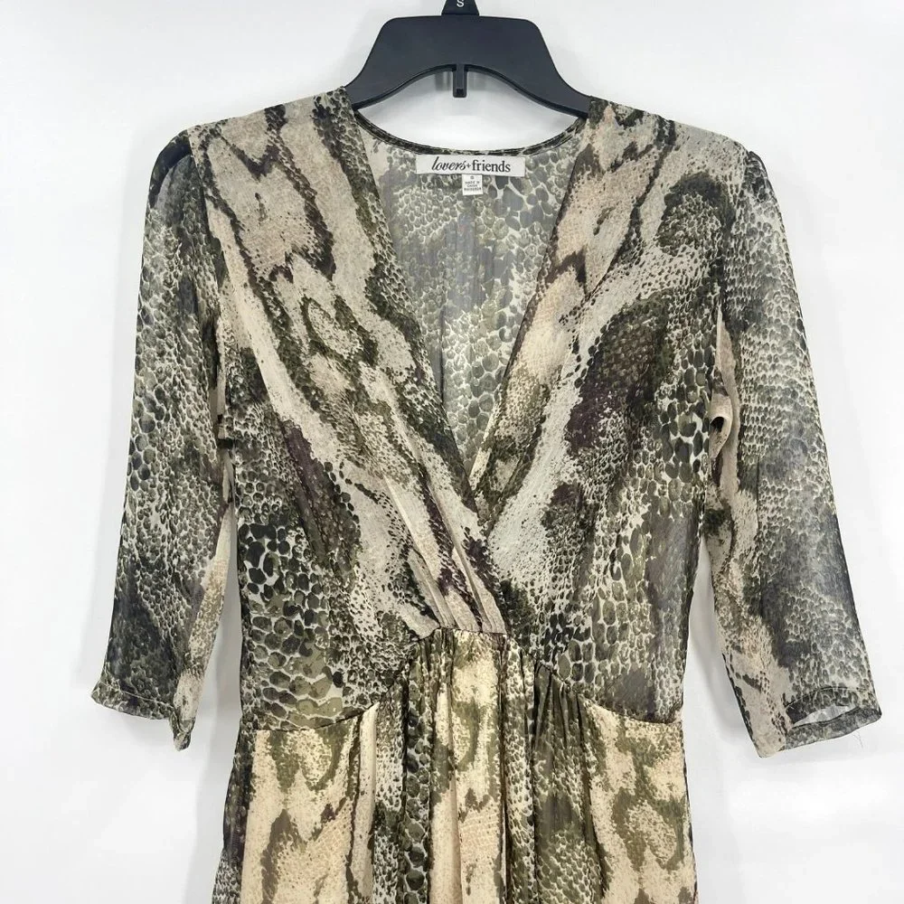 NEW Lovers + Friends Womens Chiffon Snakeskin Maxi Dress - Picture 4 of 8
